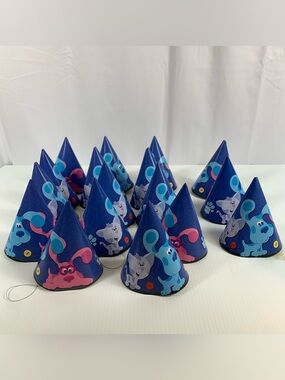 Blues Clues Birthday Cone Party Hats Vintage 2000 Hallmark Viacom Lot of 17 Hats
